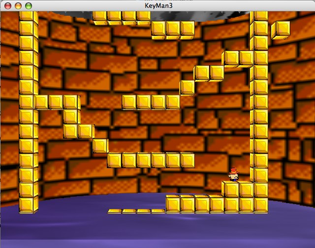 煉瓦の壁と黄色いブロックで構成されたゲーム画面